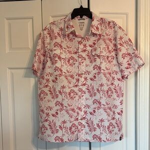 Chaps Men's Red and White Floral Button Down Shirt